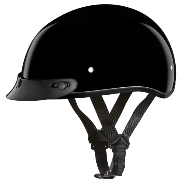 DOT Approved Daytona Skull Cap Half Shell Motorcycle Helmet - Beanie Style for Motorcycles, Cruisers, Scooters, and Mopeds - Hi-Gloss Black
