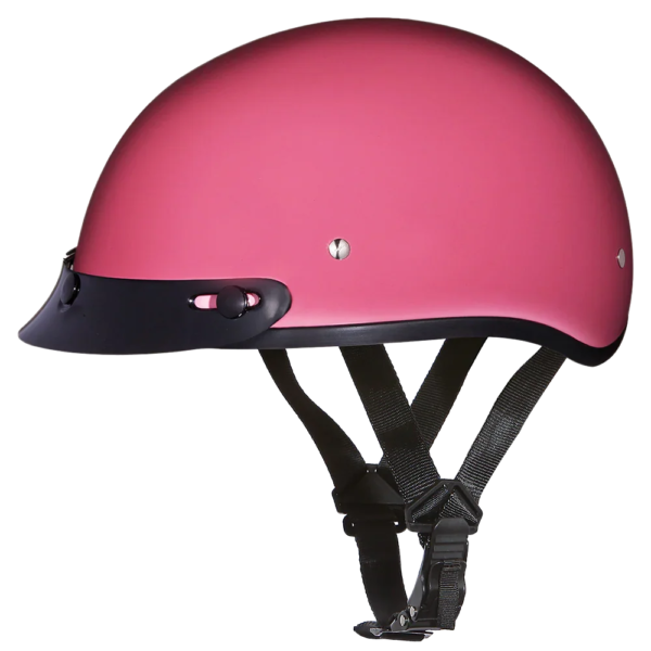 DOT Approved Daytona Skull Cap Half Shell Motorcycle Helmet - Beanie Style for Motorcycles, Cruisers, Scooters, and Mopeds - Hi-Gloss Pink